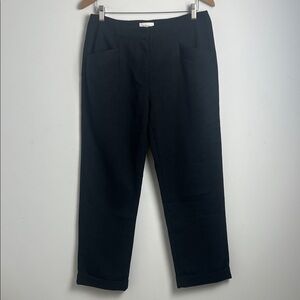 Bohme Large Black Textured Cuffed Trouser Pants Classic Minimalist